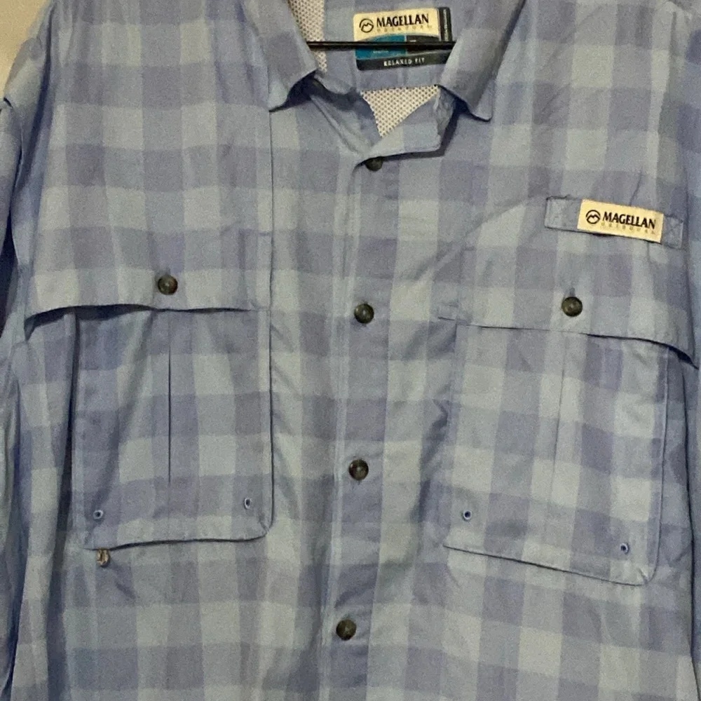 Magellan Fish Gear moisture wicking MENS XL Outdoors Blue‎ Button Down Shirt